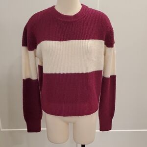 Hippie Rose women’s Burgundy & Cream Crewneck Sweater Size XS new with tags